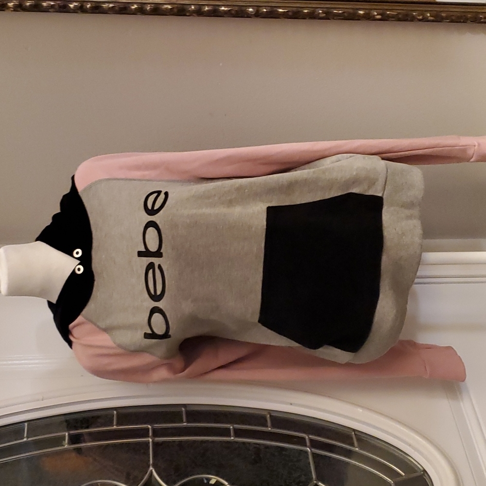 Bebe hoodie, pink, grey and black, M